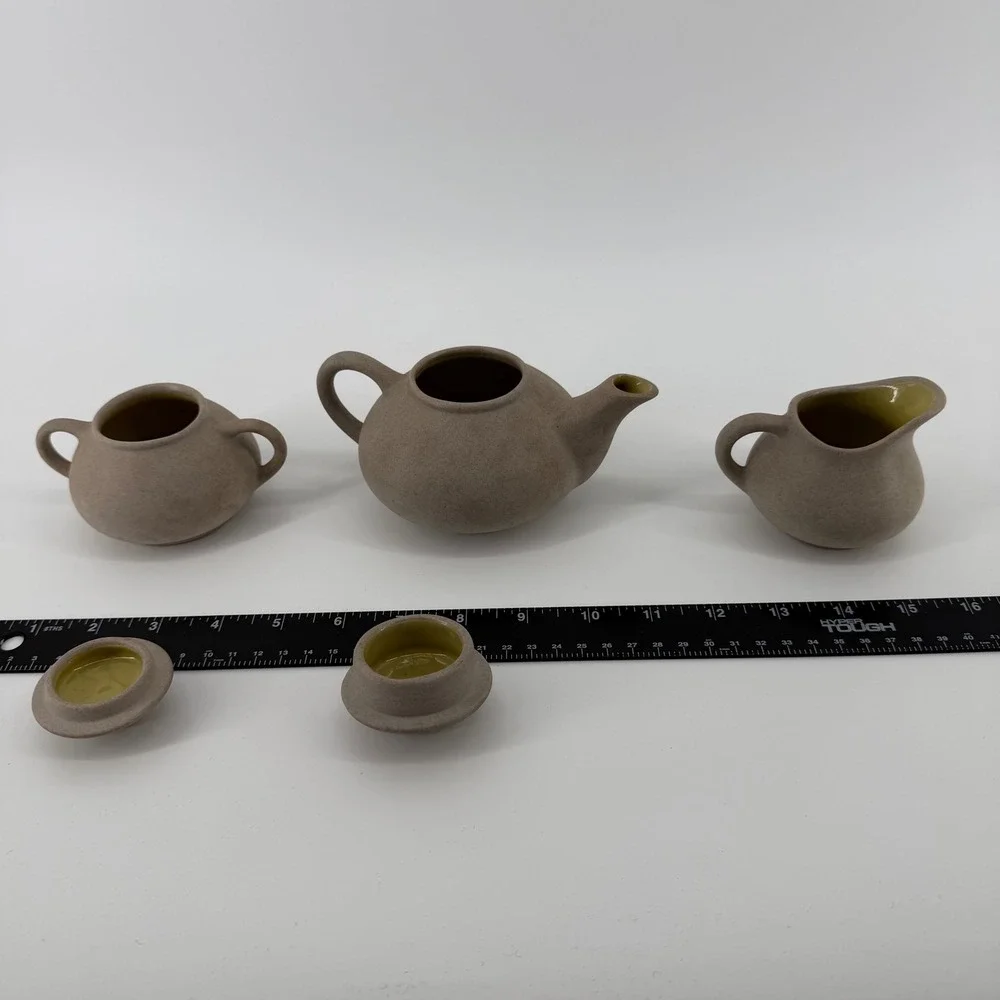 Pigeon River Pottery Creamer Sugar Teapot Set Dogwood Flower Handmade‎ 3pc VTG